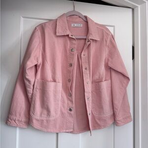Zara Kids Pink Overshirt Jacket Size 11–12 Lightweight Utility Button Up